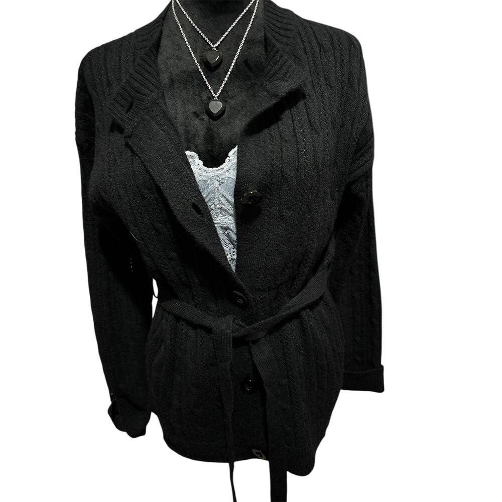 100% Cashmere Black Button‎ Cardigan – Size L/XL – NWOT
